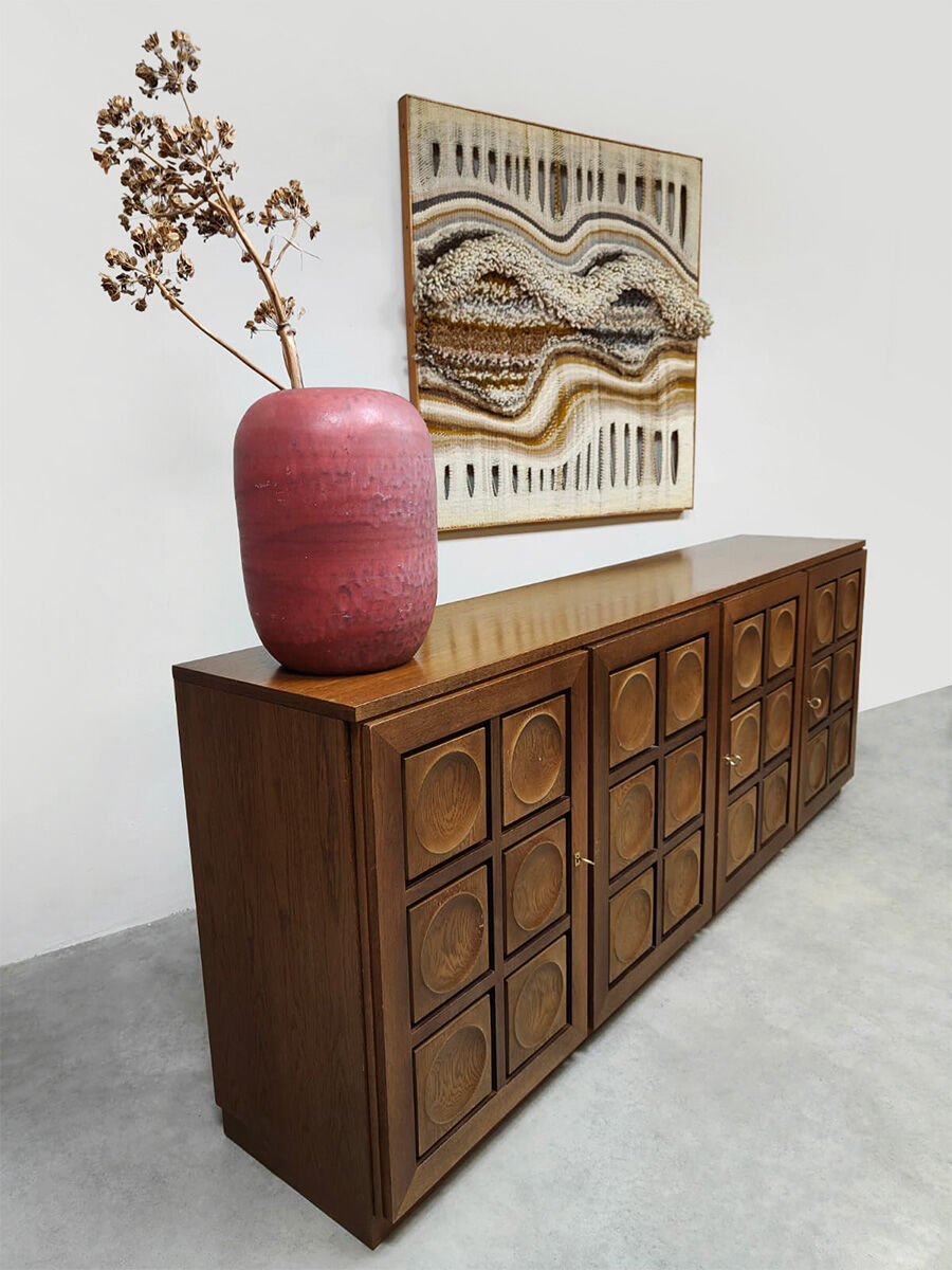 Vintage brutalist sideboard credenza Gerhard Bartels 'Cubism'