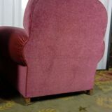 Pair of club chairs in raspberry velvet