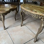 Lot 3 tables gigognes marbre et laiton