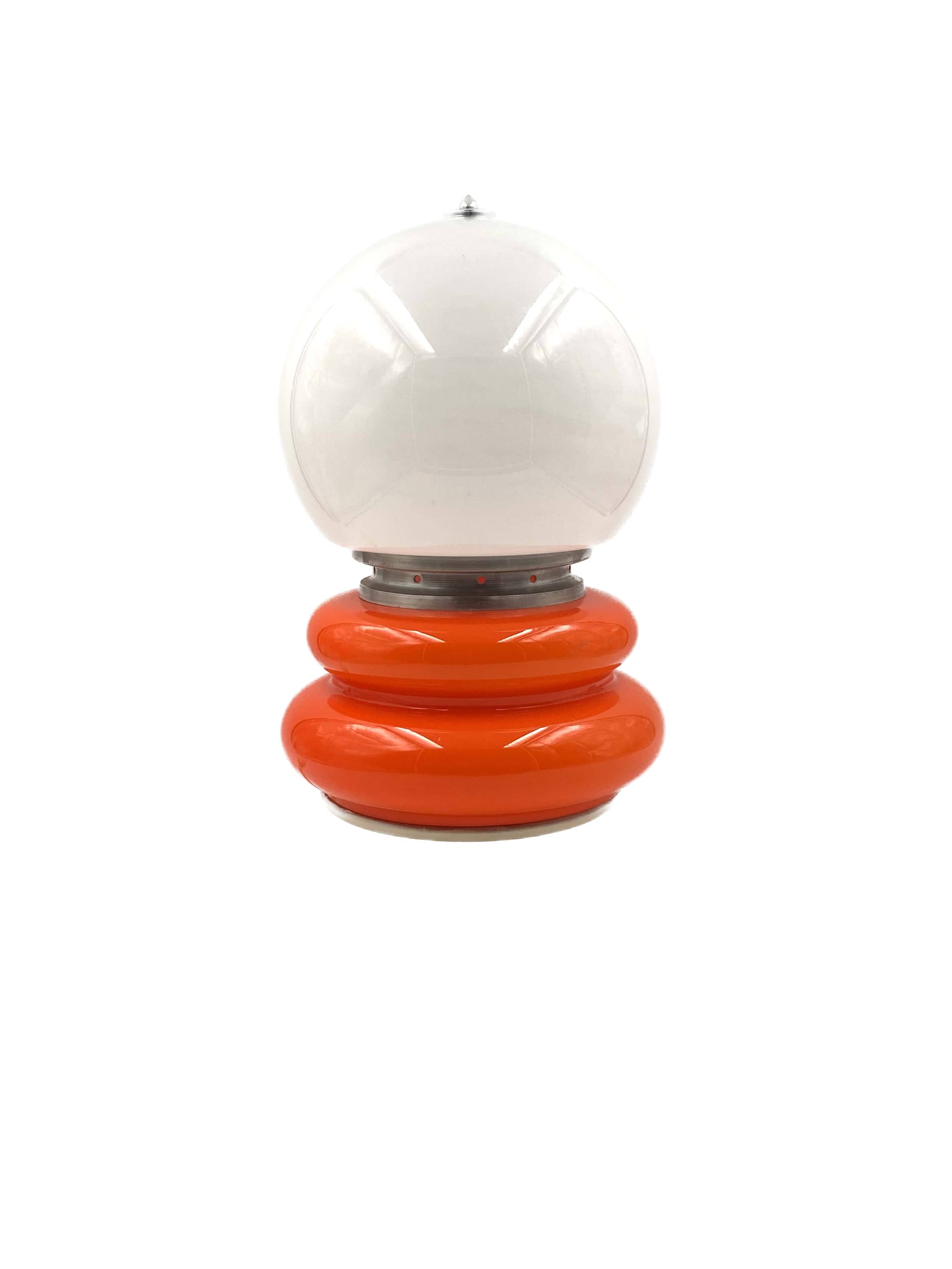 Space Age Orange Murano glass table lamp, AV Mazzega, 1970s