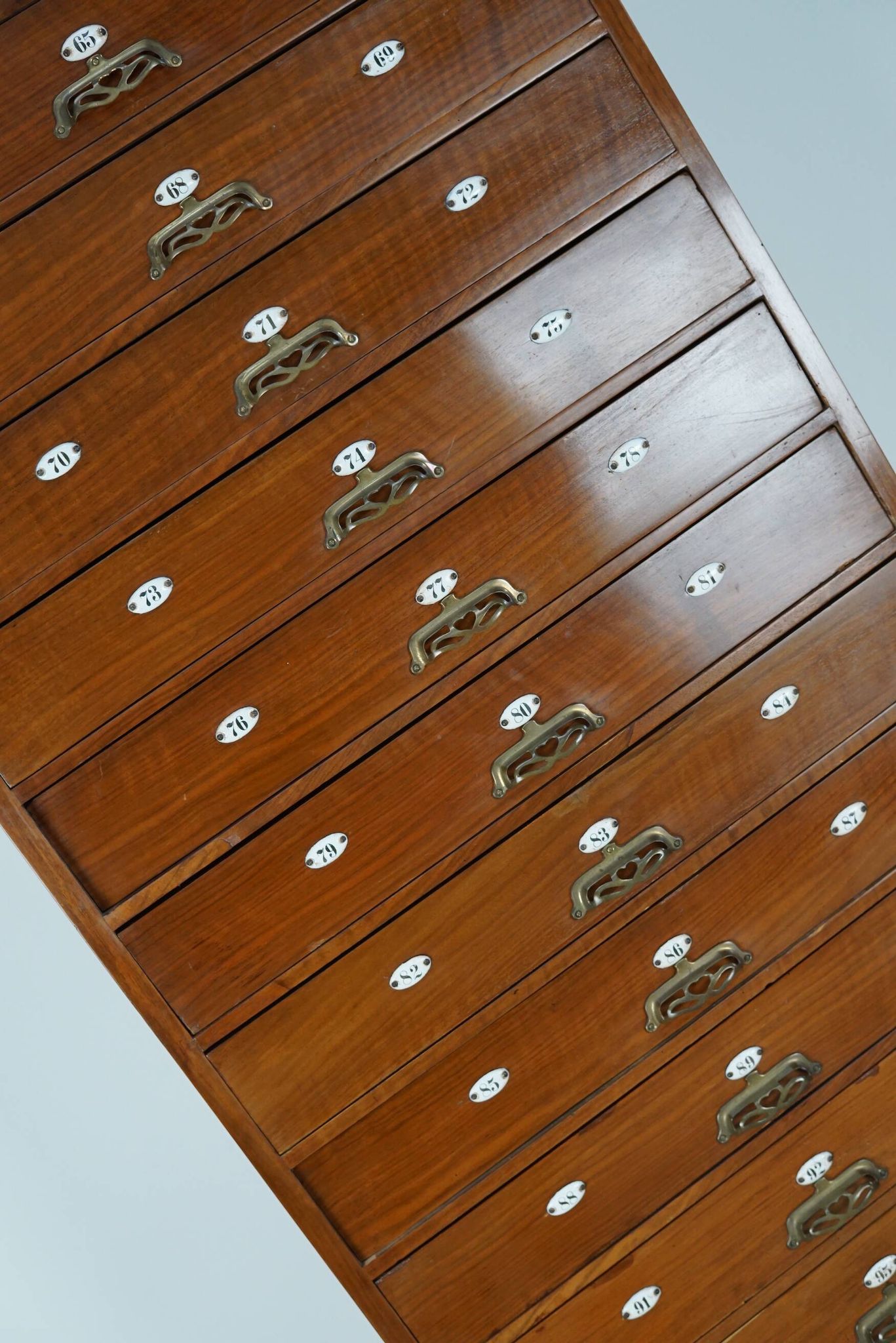 Very Tall Dutch Art Nouveau Walnut Apothecary Cabinet Barber Cabinet, 1900s