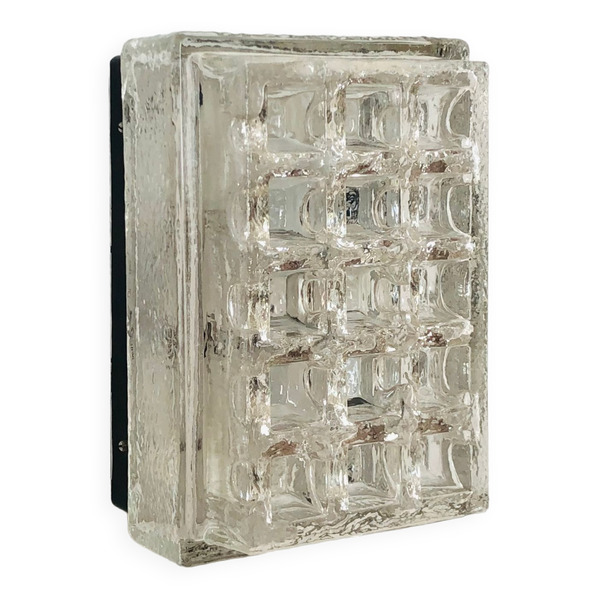 Rectangular embossed glass wall lamp from Limburg, Germany 1970