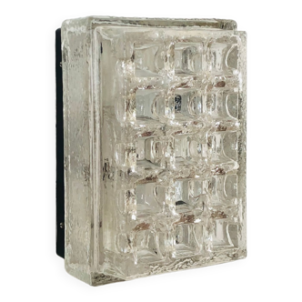 Rectangular embossed glass wall lamp from Limburg, Germany 1970