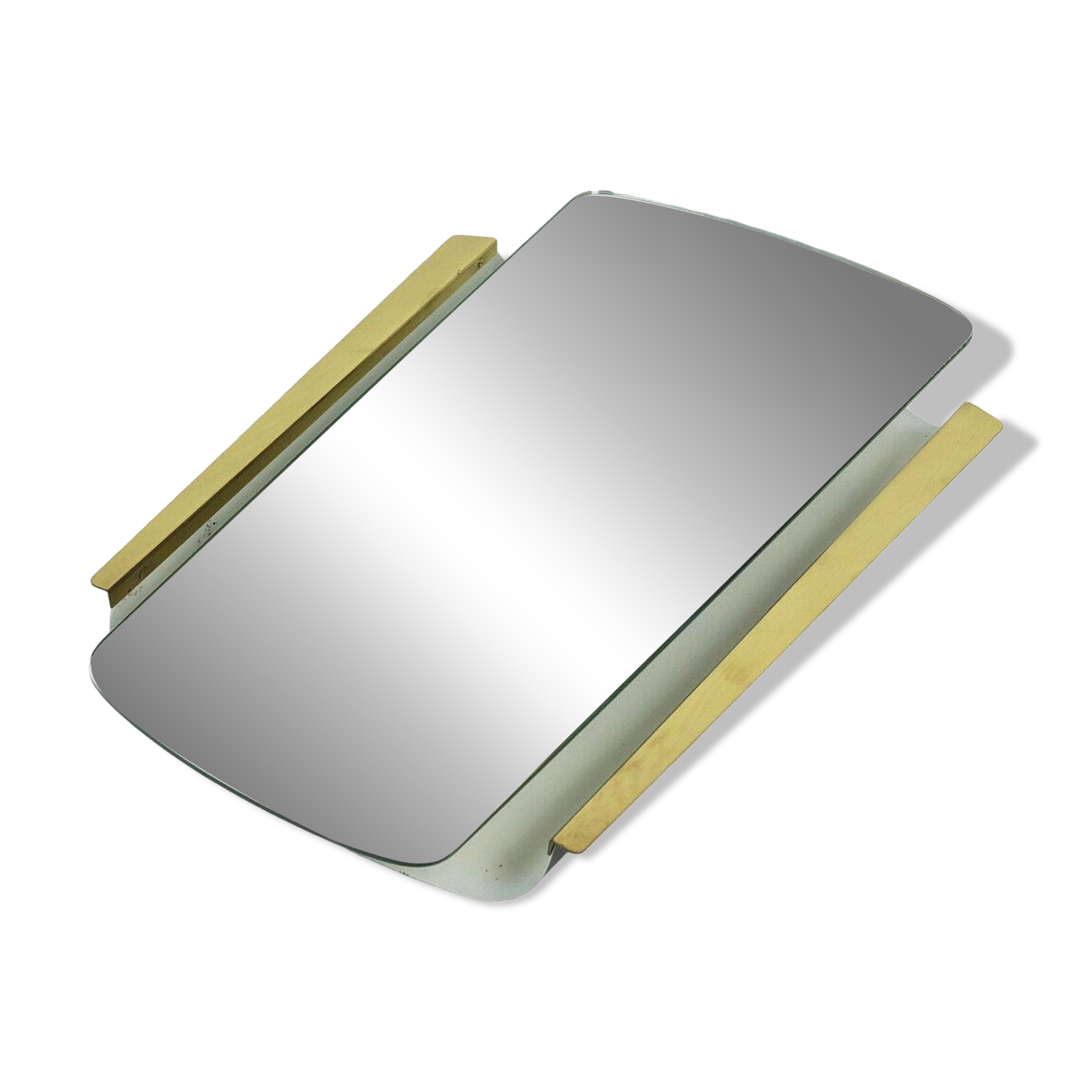 1950s 1960s mid century modern WALL MIRROR with metal and brass frame