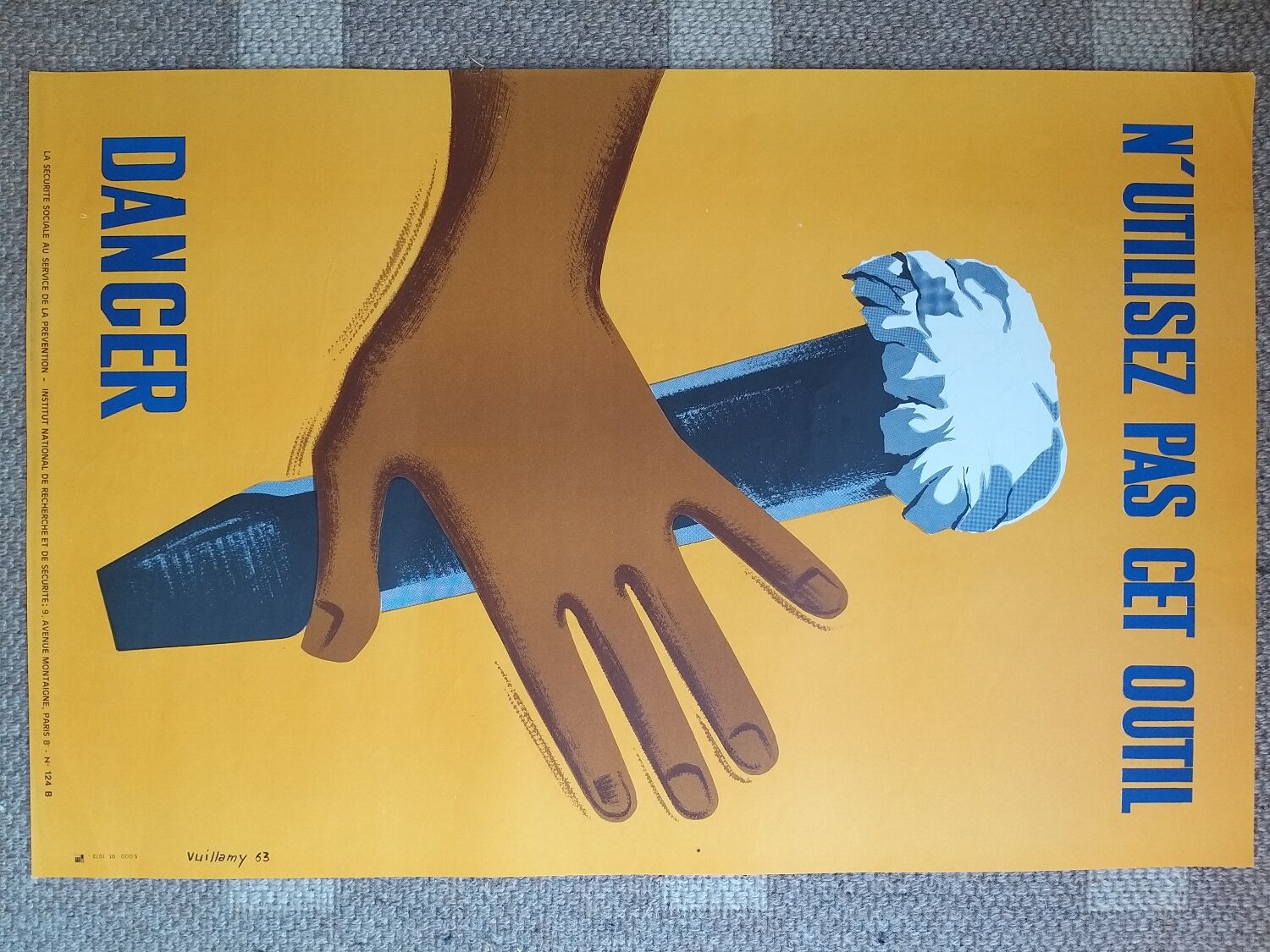 Old / original poster prevention danger - Artist Vuillamy 1963