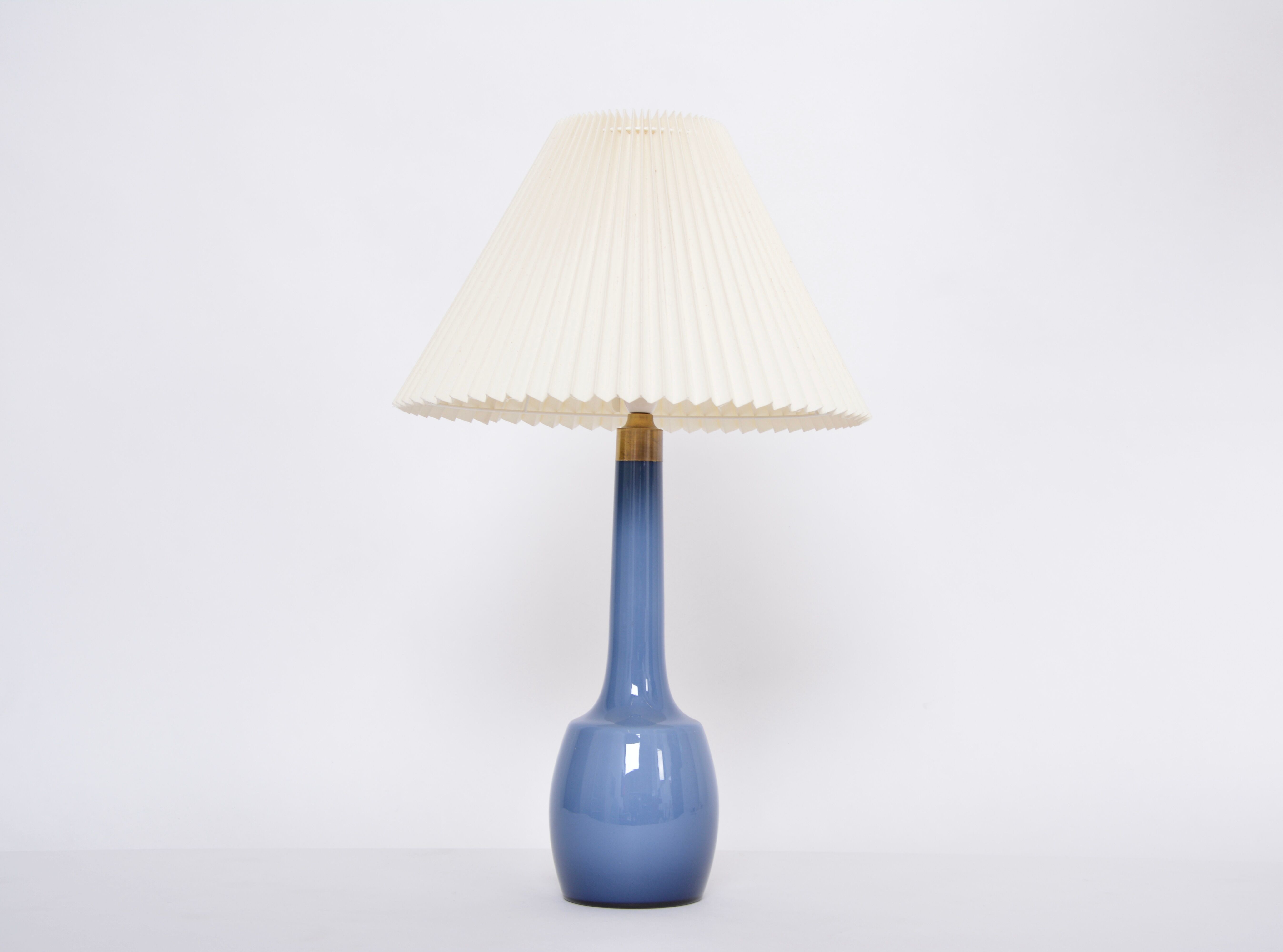 Rare blue Danish Mid-Century table lamp by Esben Klint for Holmegaard