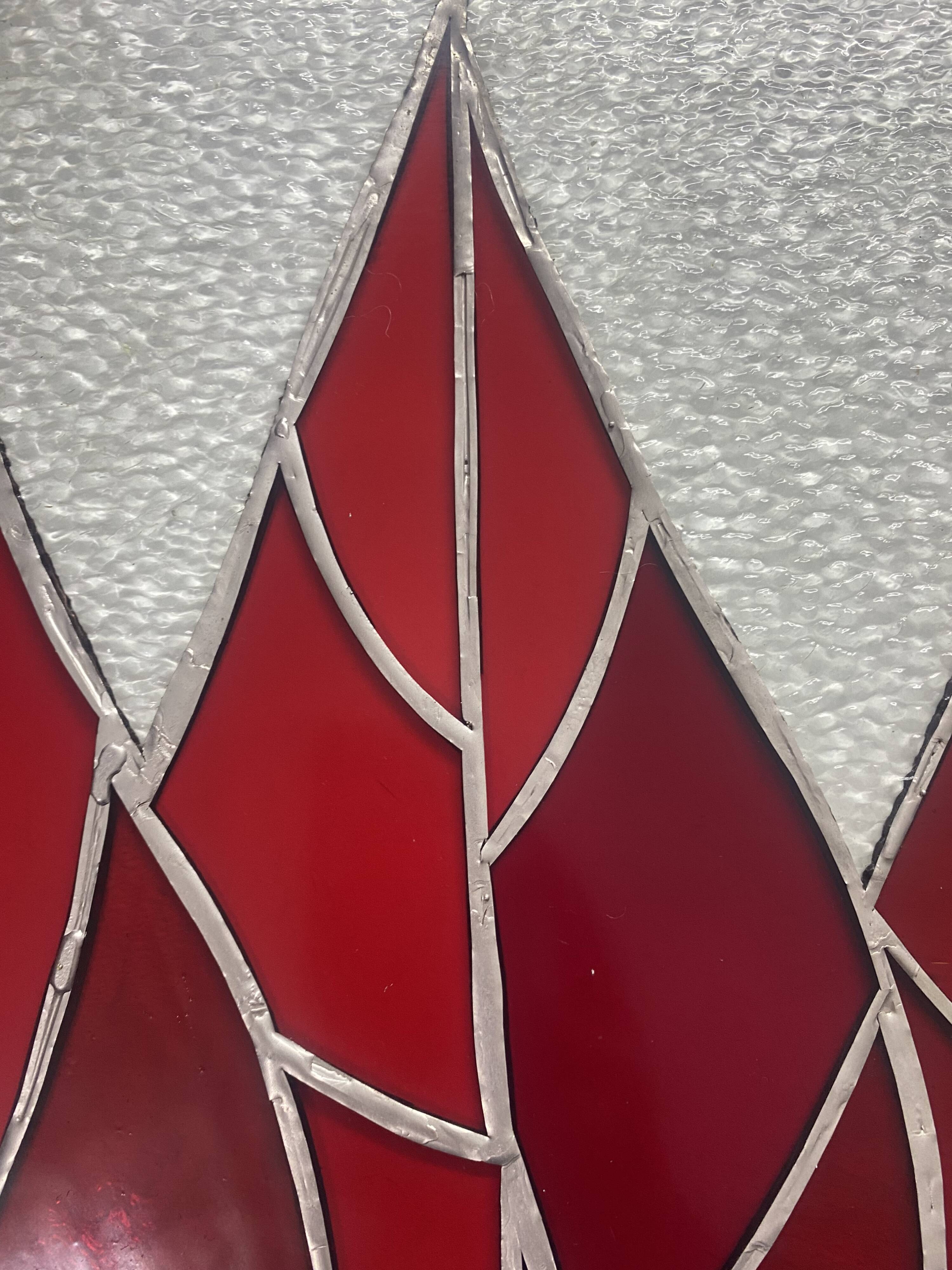 Vitrail décoratif Tulipes – Fleur stylisée en verre coloré, 41 × 68 cm