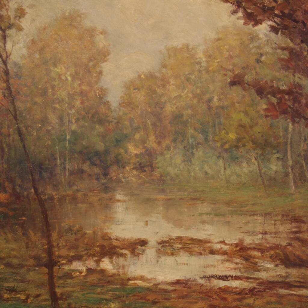 Italian painting landscape signed and dated from the 20th century