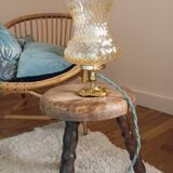 Lampe de table en bronze et verre ambré en pointe de diamant