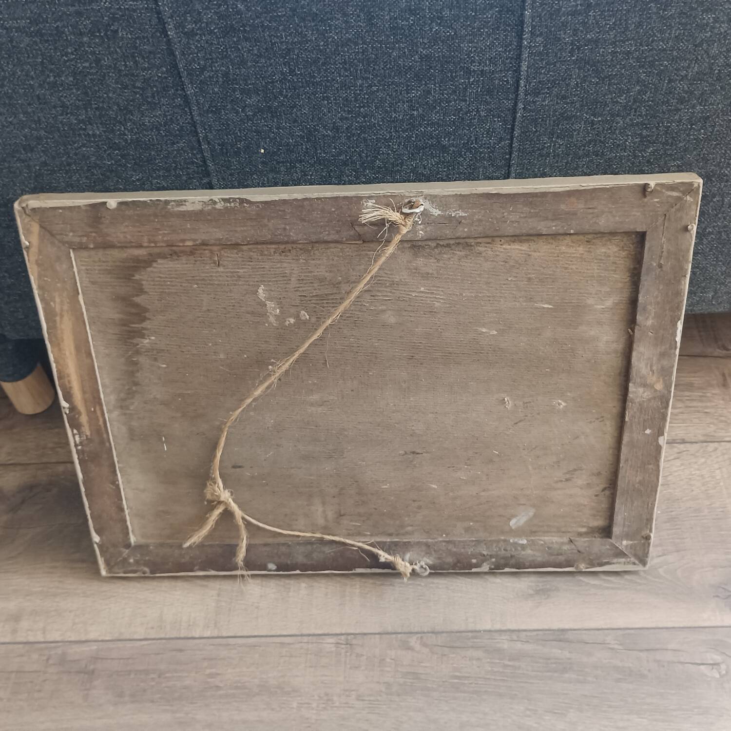 Antique mirror in carved, painted and patinated wood