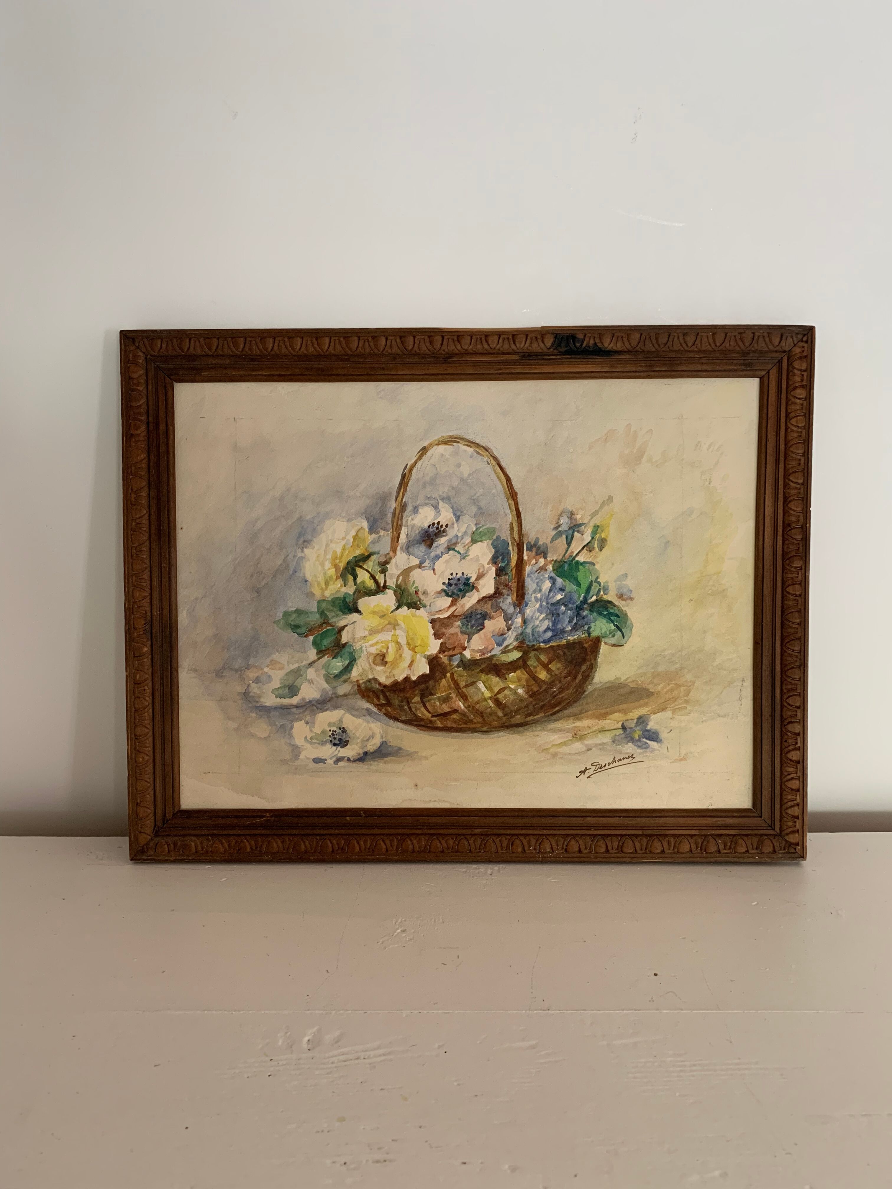 Watercolor in its wooden frame