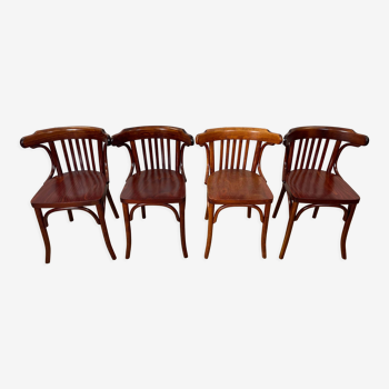 Lot de 4 chaises de bistrot vintage en hêtre courbé, années 60