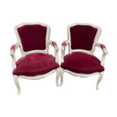 Pair of Louis XV style convertible armchairs