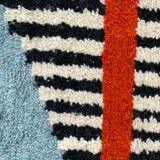 Tapis bleu zebra marocain en laine 150cmx250cm