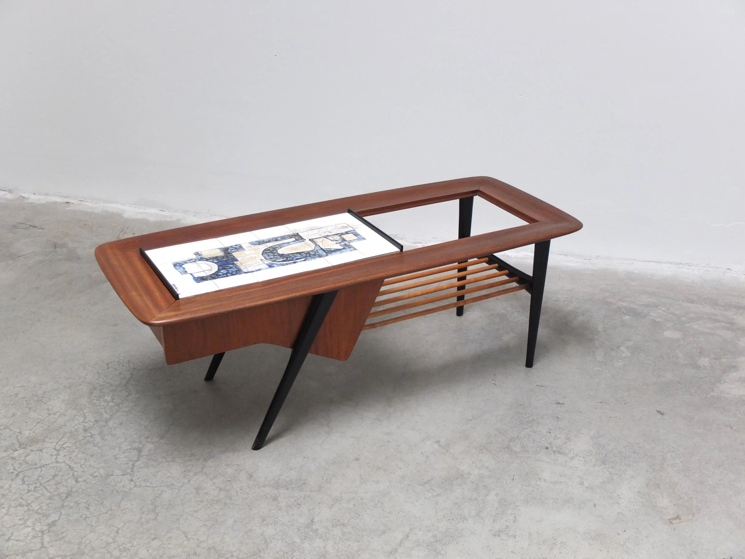 Decorative coffee table with bar by Alfred Hendrickx for Belform, 1950s