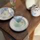 Set of 4 large blue and green glasses H14 D10