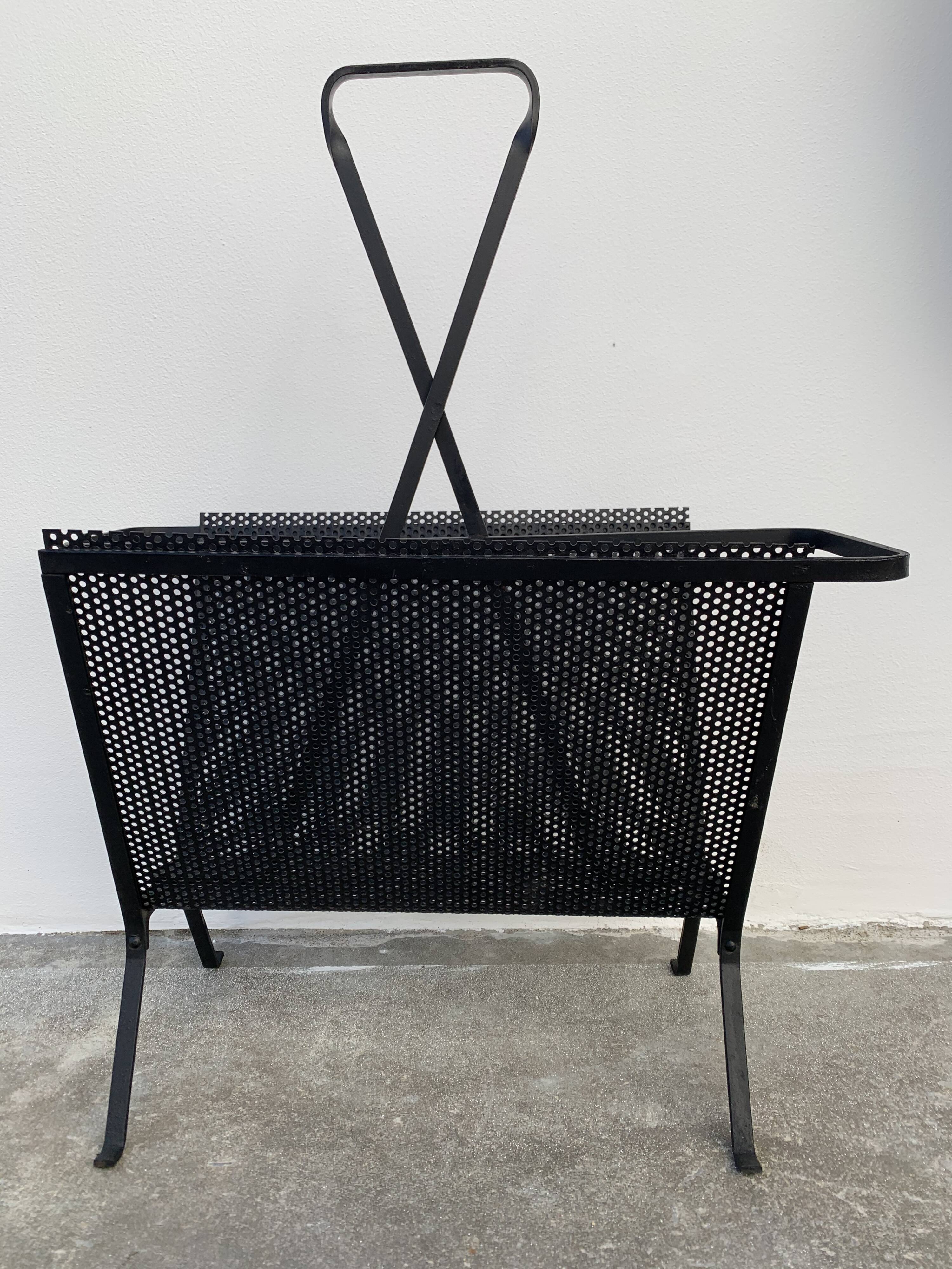 Black metal magazine rack Mathieu Mategot 1950