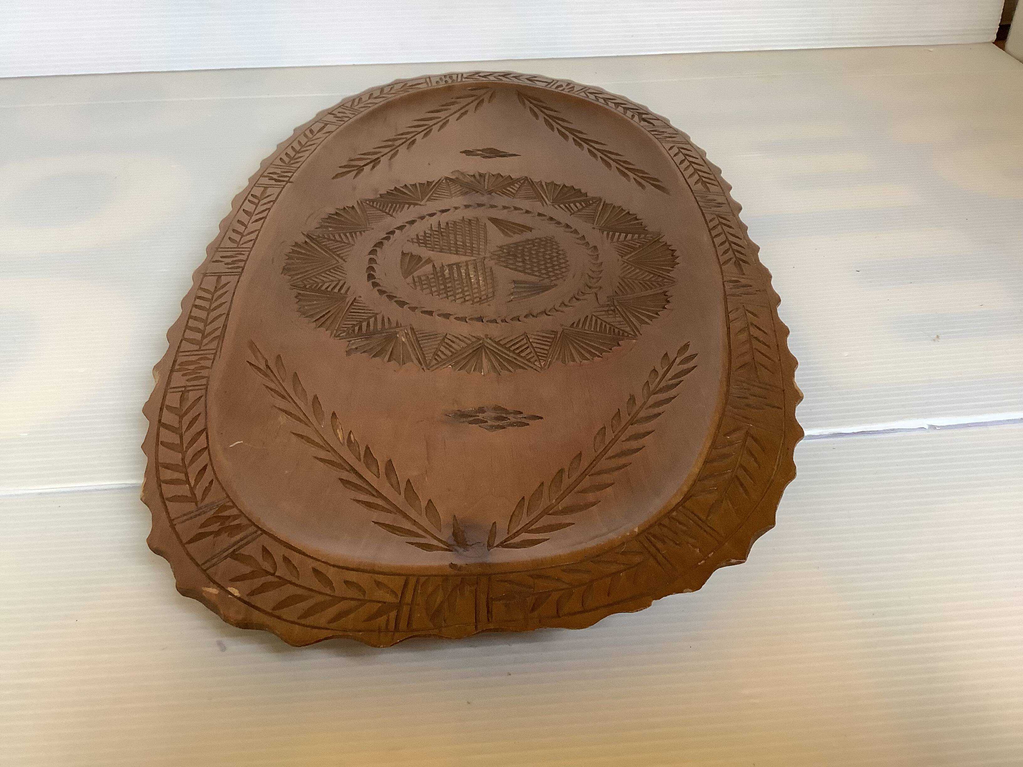 Black Forest style carved wooden tray