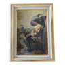 Huile sur toile - "Mousquetaire à table", Charles Camarroque (XIXe)
