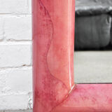 Pink Lacquered Goatskin Mirror by Karl Springer, 1970s