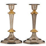 2 candlesticks and 1 silver metal candlestick circa 1980