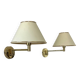 Vintage adjustable wall lamp, brass and beige fabric, France 1970