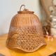 Vintage rattan pendant lamp copper electric frame