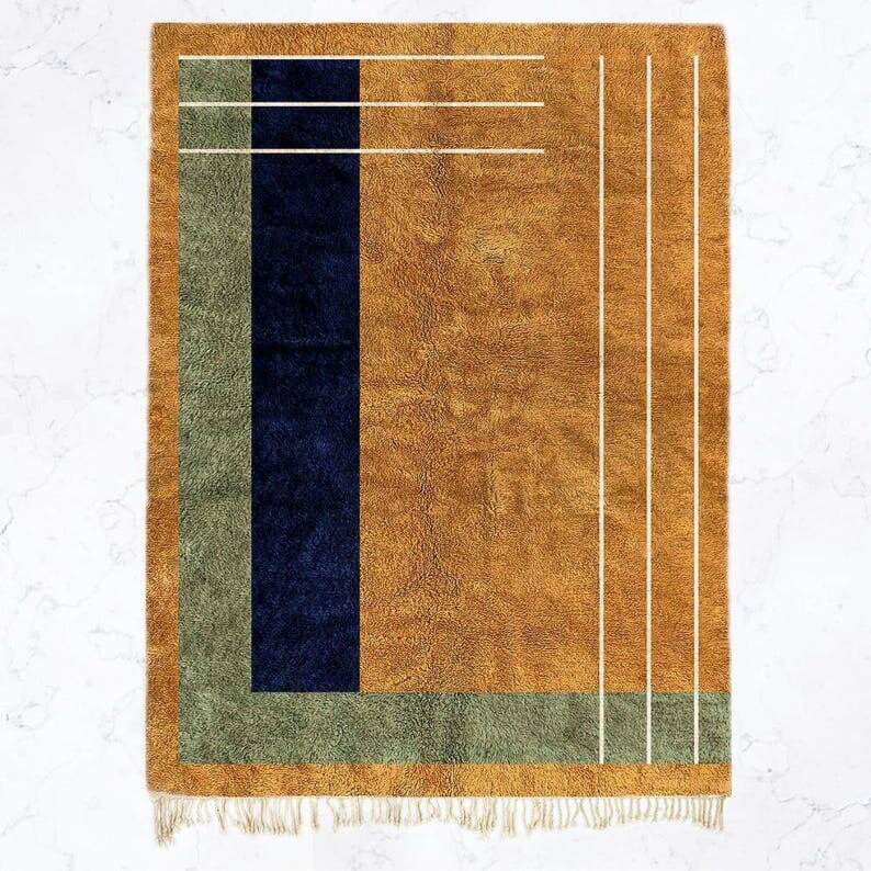 Traditional handmade pure wool rug, size 140 x 260 cm