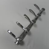 Aluminum vintage wall coat rack with 5 hooks, 1950s