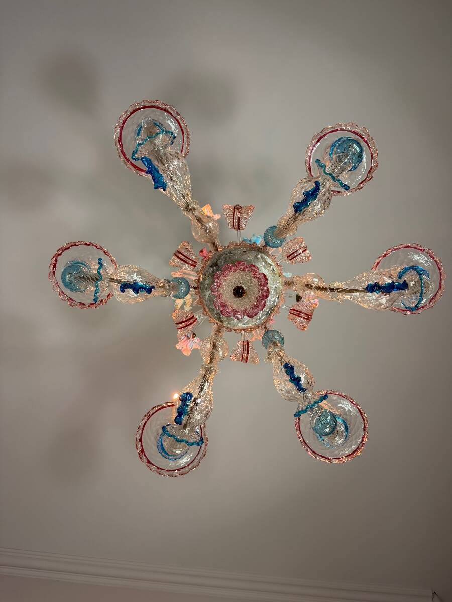 Venetian Rezzonico chandelier in multicoloured Venetian glass circa 1900
