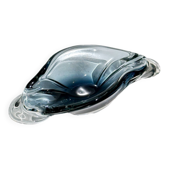 Vide-poche italien Murano années 1970 gris bleu