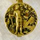 20th century chiseled brass socket candle holder representing Horsemen in armor