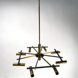 Mid-Century Ceiling Light in Brass & Metal from Stilnovo, Italy, 1950s