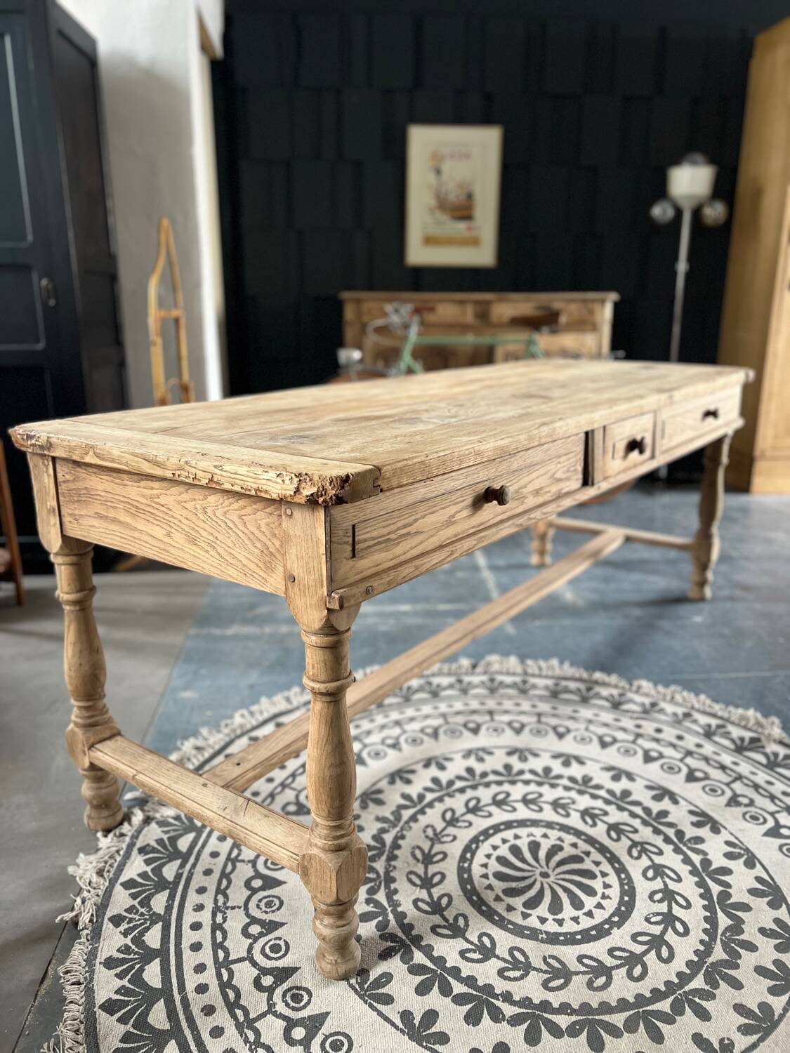 Old 19th century oak farm table