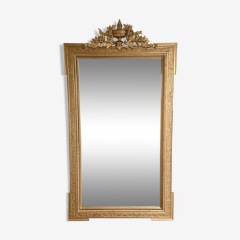 Antique gilded mirror Louis XVI style 87 x 158cm