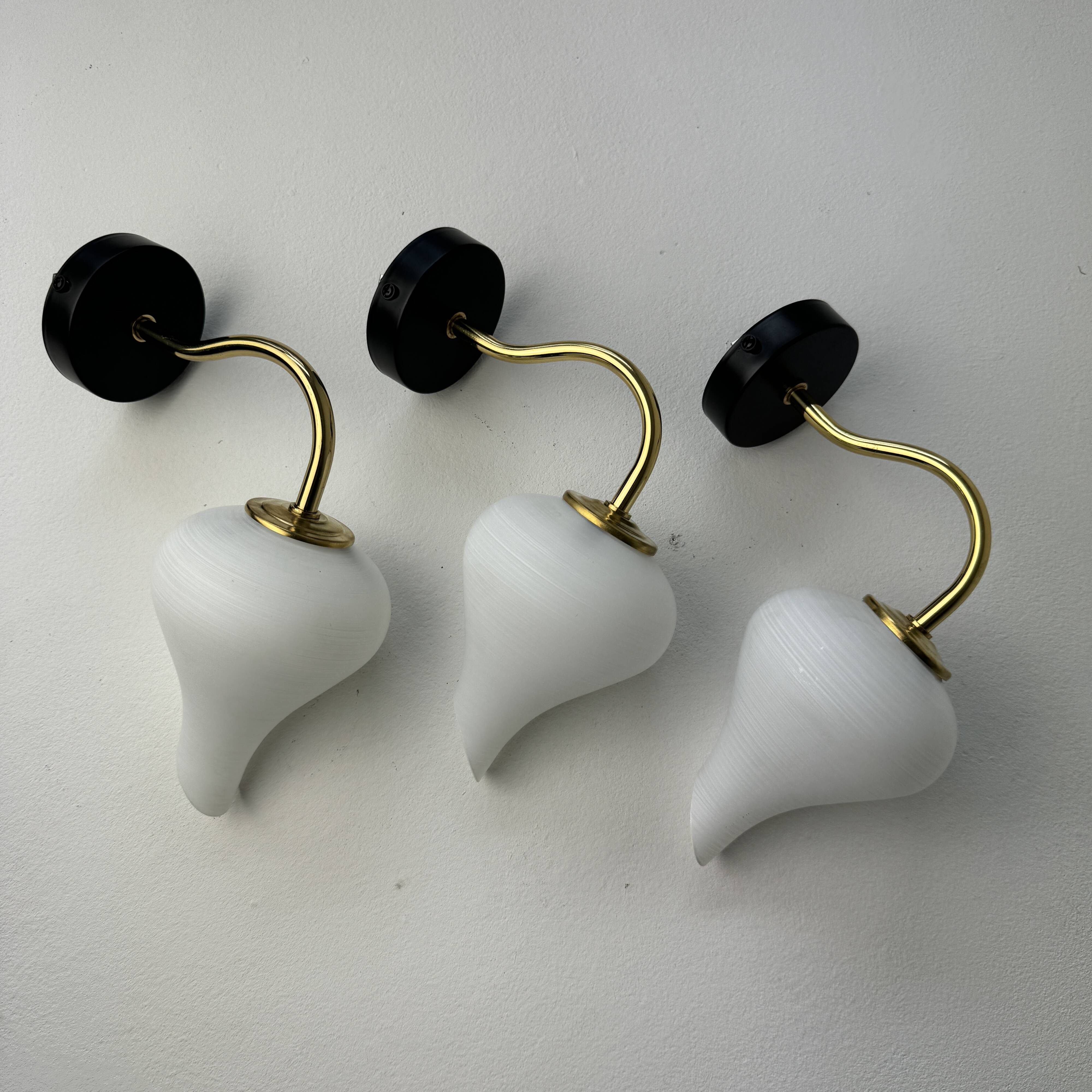 Lot of 3 old vintage opaline wall lights