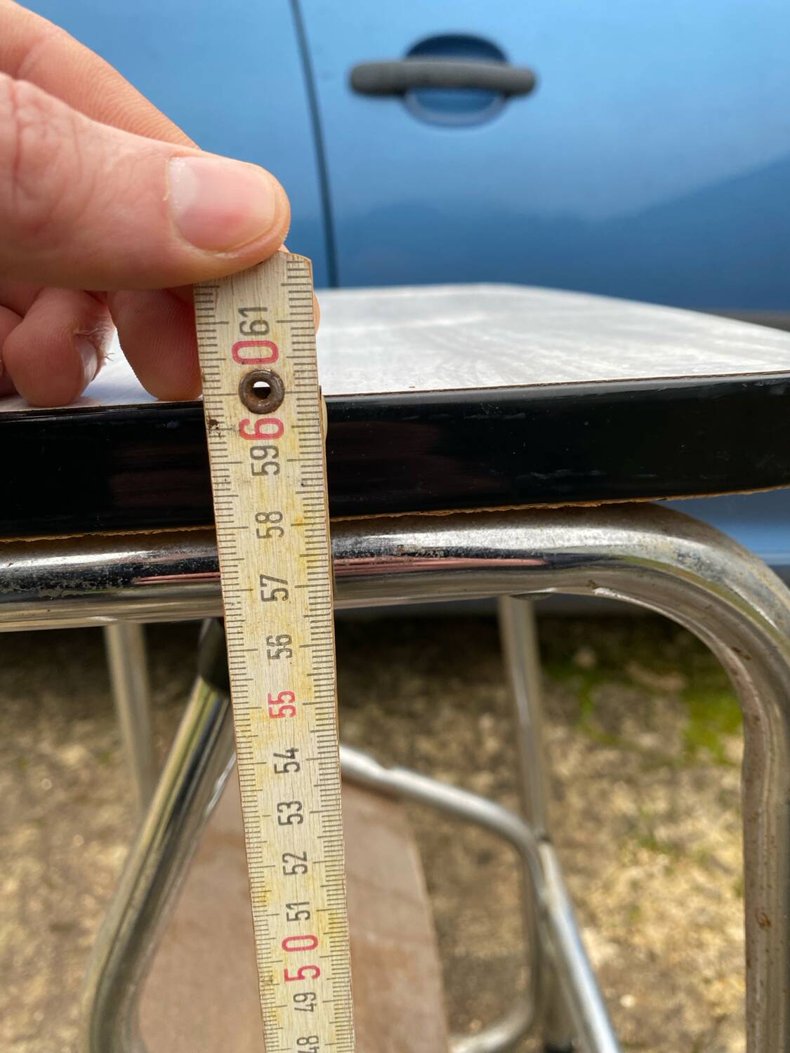 Modular white formica folding step stool from the 70s