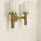 Vintage double wall light, brass and frosted glass, Perzel, France 1950.