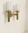 Vintage double wall light, brass and frosted glass, Perzel, France 1950.