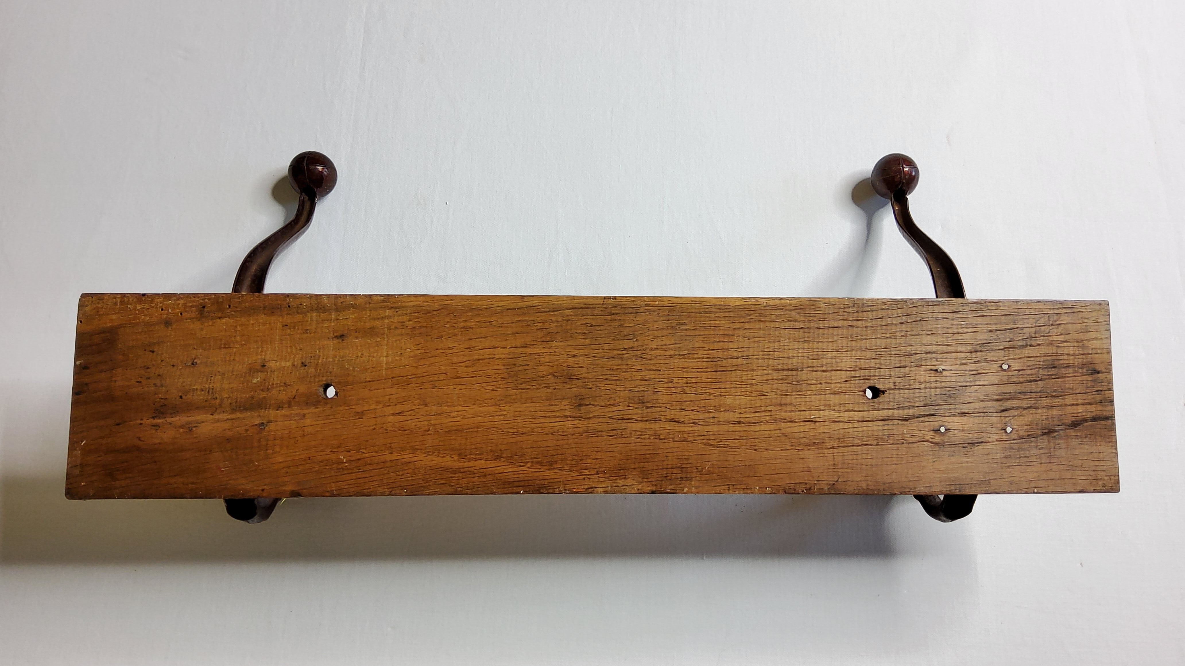 School wall coat rack, antique, 2 hooks, 50 cm