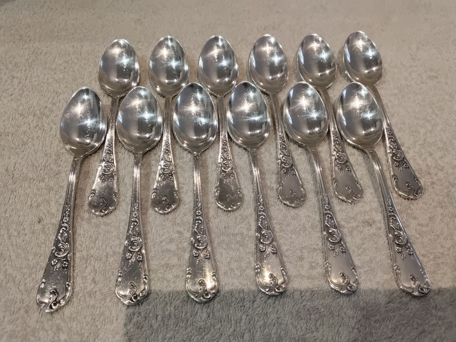 12 silver-plated metal teaspoons by silversmith Francois Frionnet Florian