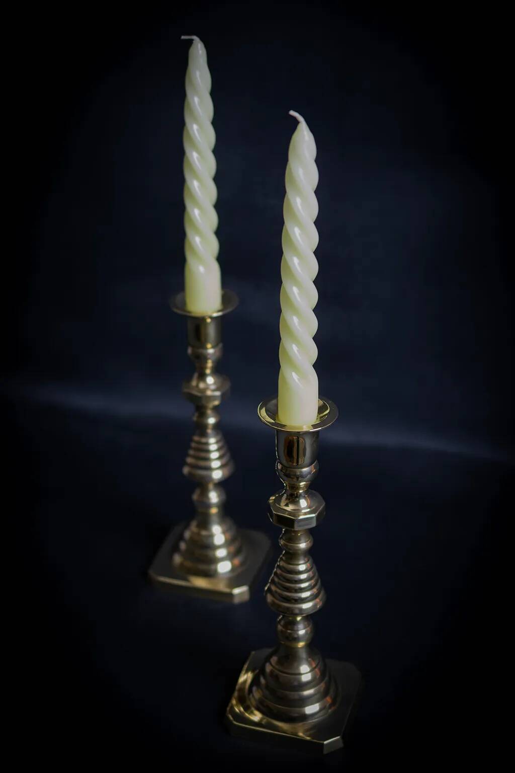 Pair of Victorian copper and brass candlesticks