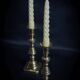 Pair of Victorian copper and brass candlesticks