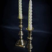Pair of Victorian copper and brass candlesticks