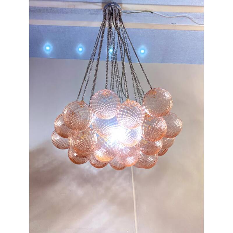 Contemporary Pink “Ballotton” Murano Glass Spheres Chandelier by SimoEng