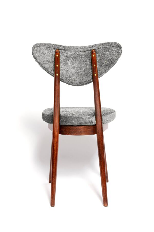 Chaise vintage milieu du siècle en velours gris en forme de cœur, Europe, années 1960
