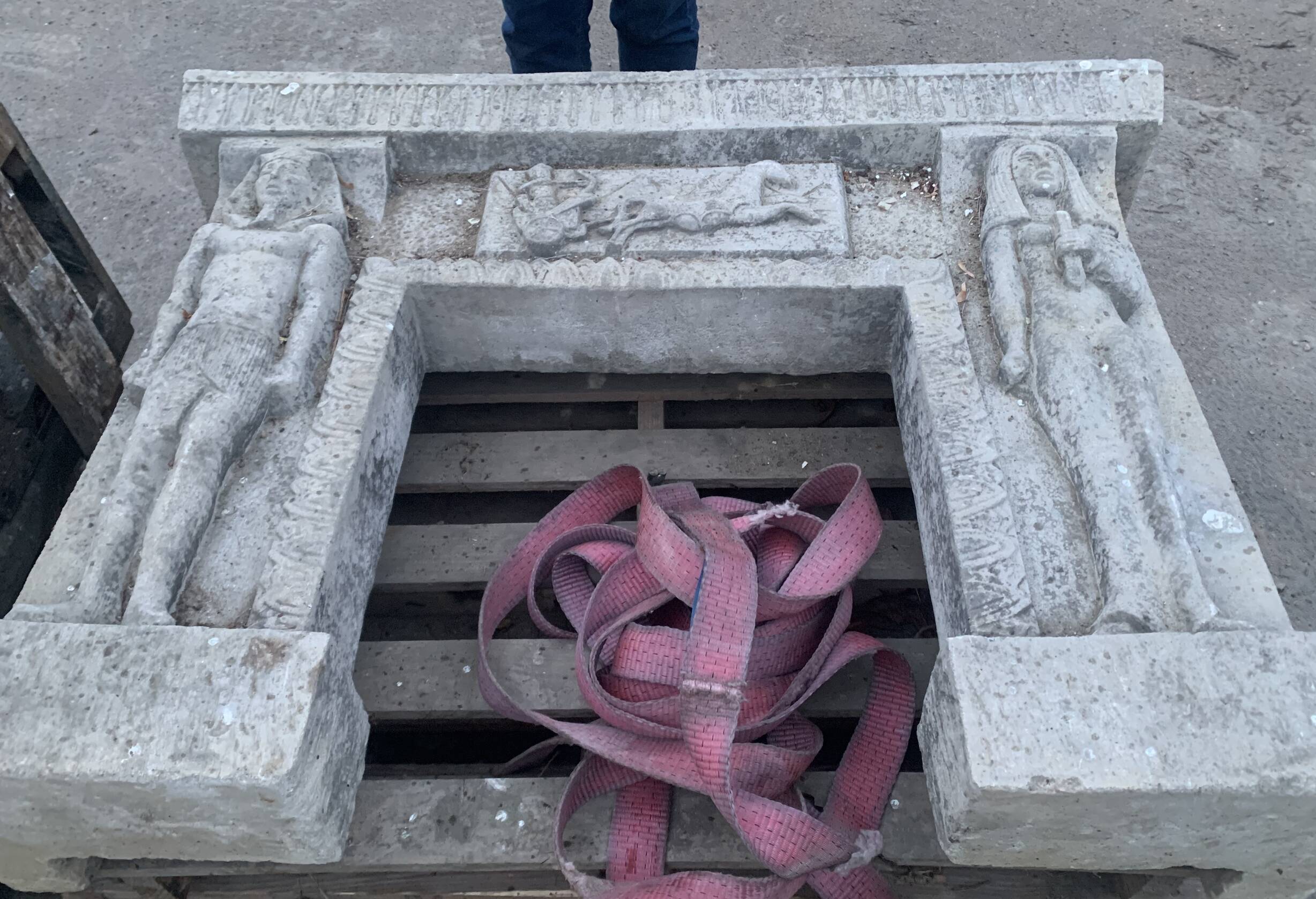 Monumental stone fireplace