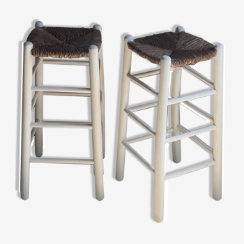 Straw and wood stools