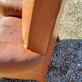 Club armchair in brown leather art deco 1930