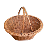 Panier rond ovale en rotin et osier tressé avec 2 manches